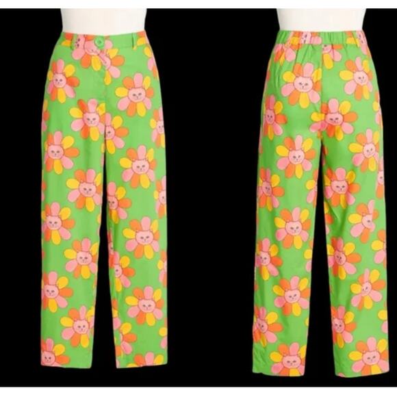 Modcloth x Marisol Muro Retro Style Floral 70s Pants Size 3X Flower Cats 60s - Picture 3 of 11